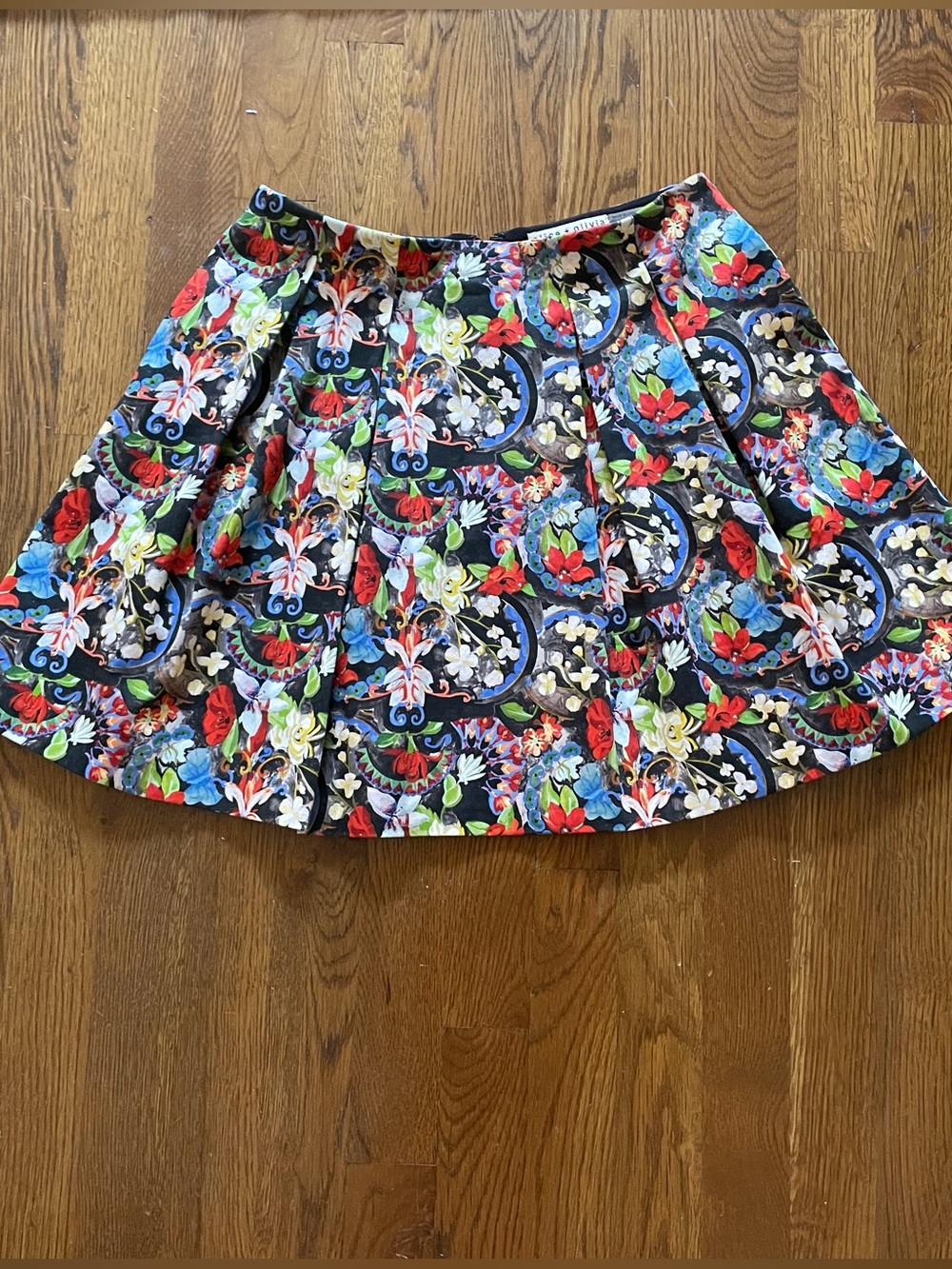 Alice & Olivia Floral Multicolor Pleated Skirt